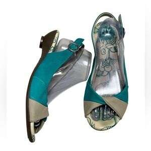 FLY LONDON Twisted Leather Colorblock Low Heel Sandals